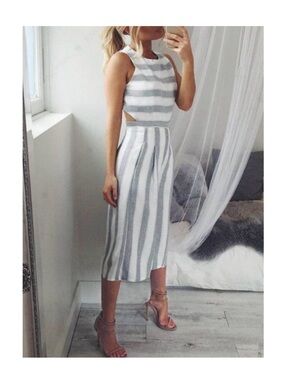 Fancyinn White and Gray Jumpsuit